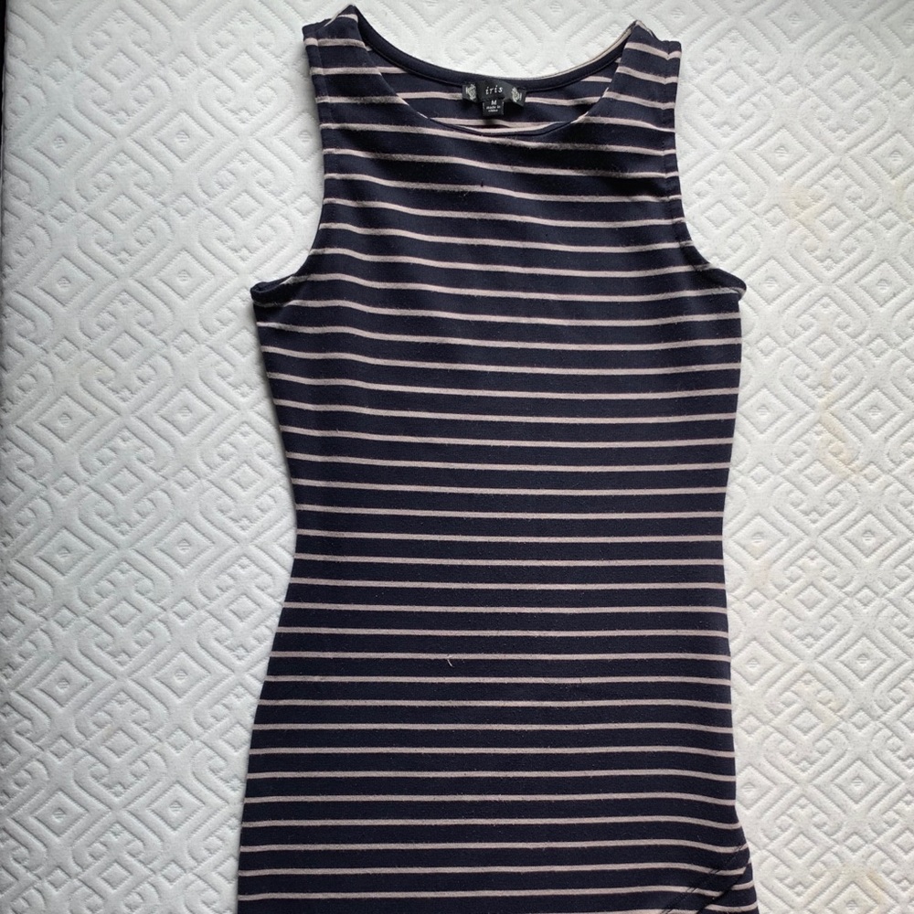 Blue and tan bodycon dress